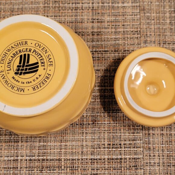 Longaberger Woven Traditions Butternut Yellow Sugar Bowl & Lid - Picture 5 of 6
